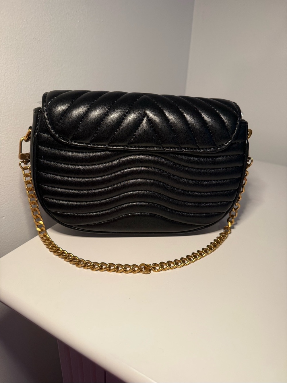Black Bag & Coin Pouch with Gold Chain